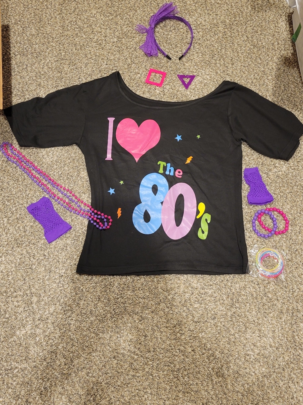 Black 'I Love The 80's' Short Sleeve Graphic Tee Costume